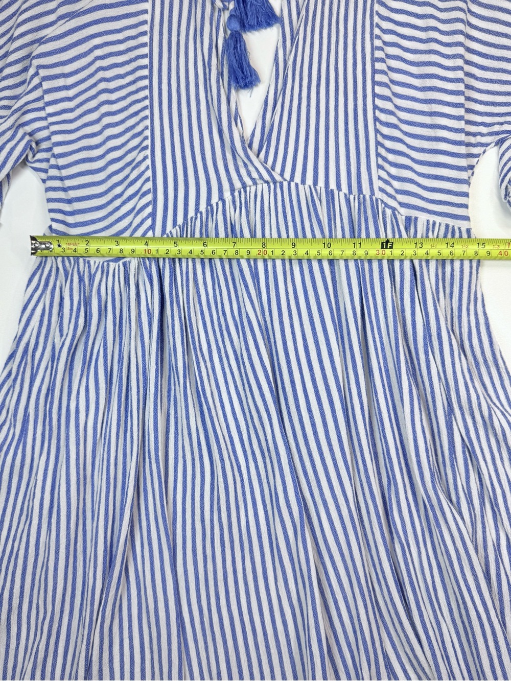 Blue Island Striped Tassel Tie Beach Swim Coverup Dress Size M - Picture 6 of 11